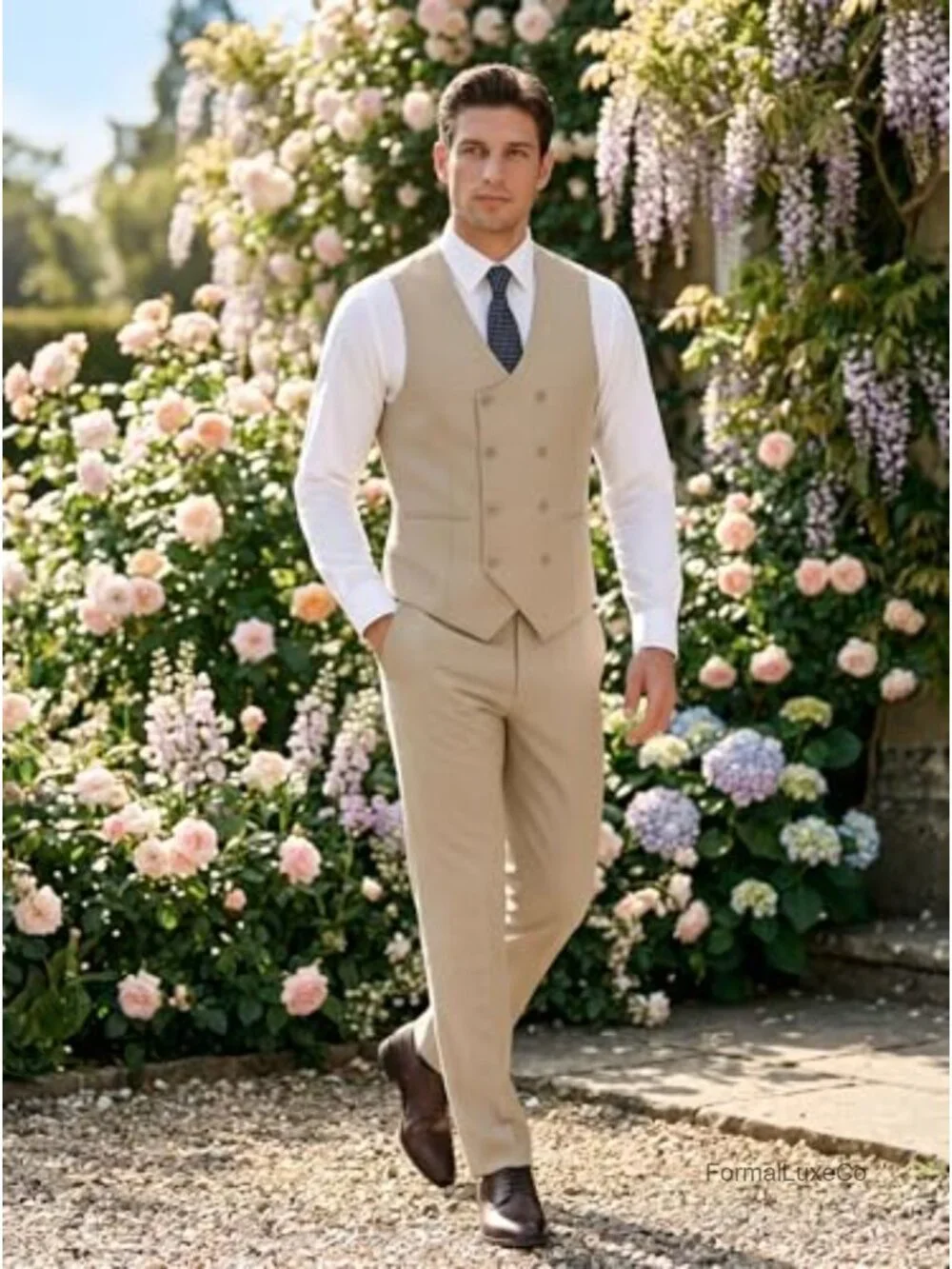 Men's 3-Piece Slim Fit Suit Set Double Breasted Wedding Tuxedo